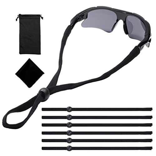 EASE LEAP 6 correas ajustables para gafas deportivas, cordón antideslizante para gafas de sol, cordón para gafas de sol, correa para gafas de sol, para correr, acampar al aire libre, Negro, L