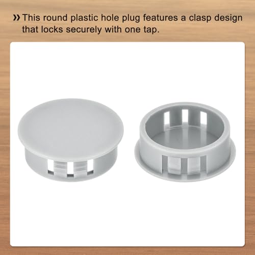 Image of MECCANIXITY 64PCS 28mm(1 1 /8 inch) Light Gray Plastic Hole Plugs, Flush Type Panel Hole Plugs Insert End Caps for Locking Hole Tubes Furniture Cabinet