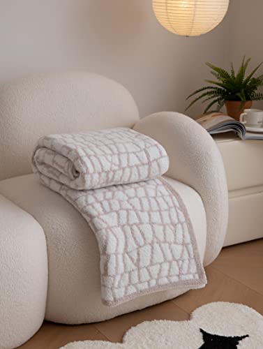 Ultra Soft Cozy Crocodile Pattern Buffalo Checkerboard Fluffy Microfiber Knitted Throw Blanket Lightweight Fleece Checkered Blanket For Sofa Couch Bed Travel Beige 51"X63"¡­ #TOP2