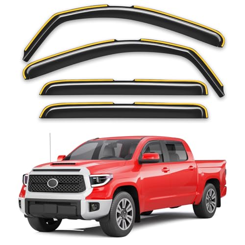Image of Window Visors Rain Guards for Toyota Tundra CrewMax 2007-2021 | in-Channel,Extra-Thick,Extra Durable,Window Deflectors,Vent Visors,Vent Shades,Truck Accessories,Polycarbonate (PC)