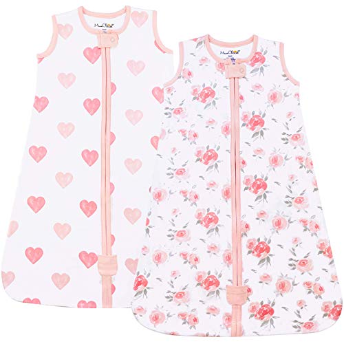 Mama Cheetah Śpiwór niemowlęcy, 0,5 Tog, 100% bawełna organiczna, idealny na lato, przenośny koc, XL (12-18 miesięcy), 2 sztuki