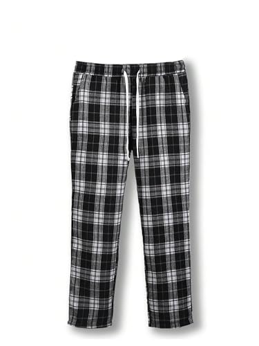 GORGLITTER Men's Checkered Baggy Pants Plaid Wide Leg Flared Drawstring Trousers with Pockets2