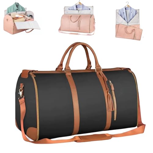 Travel Duffel Bag,Luxmega Travel Bag,Collapsible Duffle Bag with Shoe Pouch for Men Women (Black)