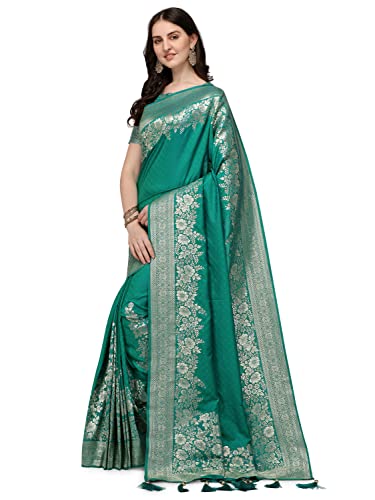 Image of Mehrang Cotton Banarasi Silk Saree for Women With Unstitched Blouse Piece