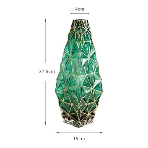 Vase vert en verre moderne soliflore doré design