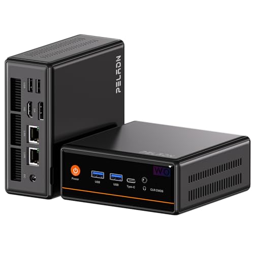 Image of PELADN Mini PC Gaming, Dual LAN 2.5Gbe, AMD Ryzen 5 5600H (Upgraded 5700U /7430U),16GB DDR4(Dual-Slot Upgradeable) /512GB SSD,Type-C /DP /HD,WiFi6 4K /60Hz Triple-Display USB3.2 /BT5.2,3-Year Warranty