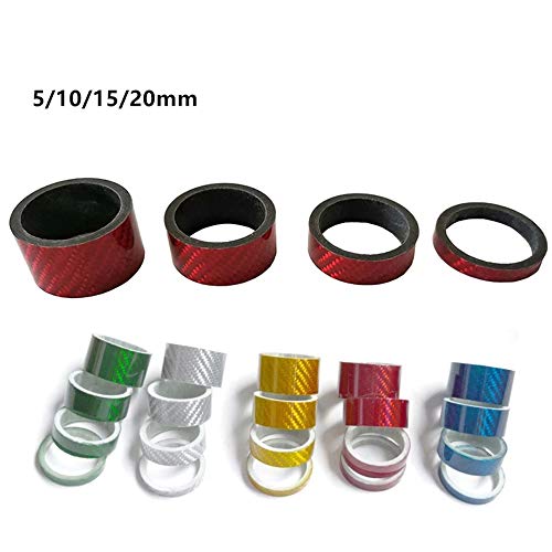 heiyun 5/10/15/20 mm Spacing Pad Bike Headset Ring Washer Bicycle Headset Spacer Mountain Bike Front Fork Carbon Fiber Cycling Parts(red) - Thumbnail 5