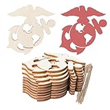 U.S Marine Corps Symbol Shape Wooden Cutout Wood Art Unfinished Ornaments for Party Tribute Home Decor Memorial Military Door Hanger Decoration 10 Pcs