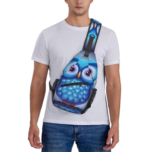 Bolso cruzado masculino mochila sling azul búho miniatura 7