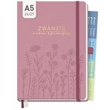 Häfft® Chäff-Timer Premium A5 Kalender 2026/2027 „Fine Flowers Rosé” Buchkalender, Terminplaner, Terminkalender, Wochenplaner für 17 Monate: Aug. 2026 bis Dez. 2027