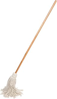 Tidy Tools American Market Large Wet Deck Cotton Mop with Solid Wood Handle (11 Oz, White)