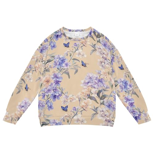 JUNZAN Safari Phlox Flowers Beige Little Boys Pullover Hoodie Crewneck Fall Tops Shirts Athletic 4T