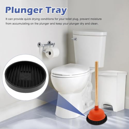 Image of 2 Pcs Black Toilet Plunger Holder Only, Air Drying Tray for Quick Dry, Universal Plunger Holder for Bathroom and Kitchen