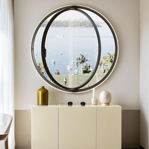 Round Tempered Glass Shed Window Rotatable Ventilation Windows Aluminum Alloy Round Window with Tempered Glass Flush Mount Tempered Glass (White a)