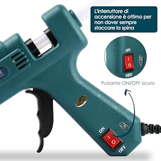Grandi Pistola Colla a Caldo 100W, Pistola Colla a Caldo Professionale con 12 stick di colla a caldo da 11 mm, per Arte DIY a Scuola Riscaldamento Rapido