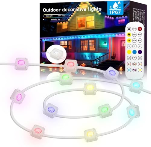 Image of Permanent Outdoor Lights - Smart Outdoor LED Lights, 100ft RGB Color Changing, 54 Scene Modes, App Control, Waterproof IP67, Alexa Compatible