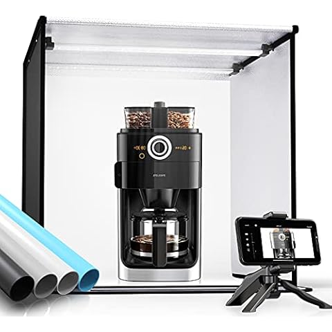 SAMTIAN Lichtzelt 60 cm / 24 "* 24" * 24 "Tragbares Fotostudio einstellbare Temperatur und Helligkeit 3200K-5500K Fotozelt mit 4 Hintergründen, Desktop-Halterung, Smartphone-Clip Cover