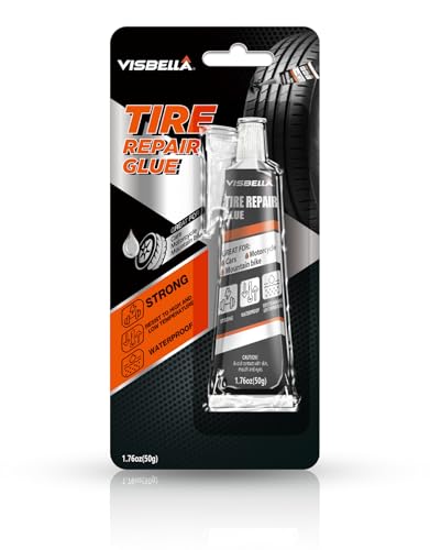 Image of Visbella Tire Repair Glue, Black Rubber Cement, Sidewall Tire Scratch Repair Sealer, Fix a Flat, Restore & Protect Tyre Surfaces for Car, Bike, Motorcycle, Lawn Mower 1.76OZ