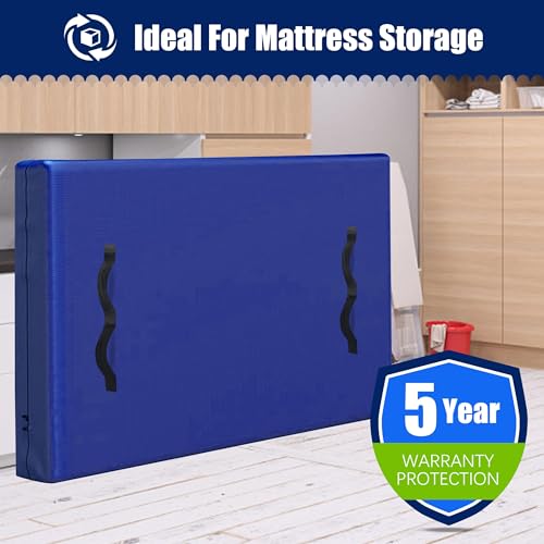 Cosy Family Mattress Bags for Moving with 8 Handles - 170GSM Extra-Thick Mattress Bag for Moving Supplies - Reusable Mattress Cover Protector Storage with Zipper, Blue, Full XL-(Pack of 2)