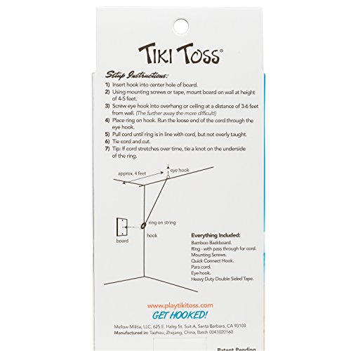 Tiki-Toss-Hook-and-Ring-Toss-Game-Short-Board-Edition-100-Bamboo-Party-Game-for-Indoor-or-Outdoor-Family-Fun-All-Parts-Included