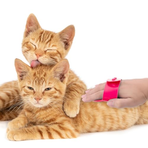 TIESOME 2Stück Silikon Katze Hund Badebürste, Hund Grooming Brush Pet Shampoo Brush Beruhigende Massage Gummi Kamm Haar Fell Reinigungsbürste mit verstellbarem Ring Griff für kurze (Rosenrot,Schwarz)