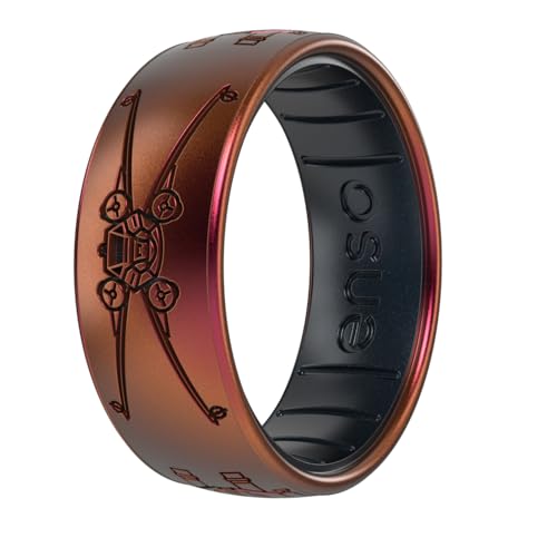 Enso Rings Etched Star Wars - Classic Silicone Ring - Comfortable and Flexible Design - Red Five X-Wing Starfighter - Size 12 -  SW-IDT-SiliconeRing-R5XWGPOBP-12
