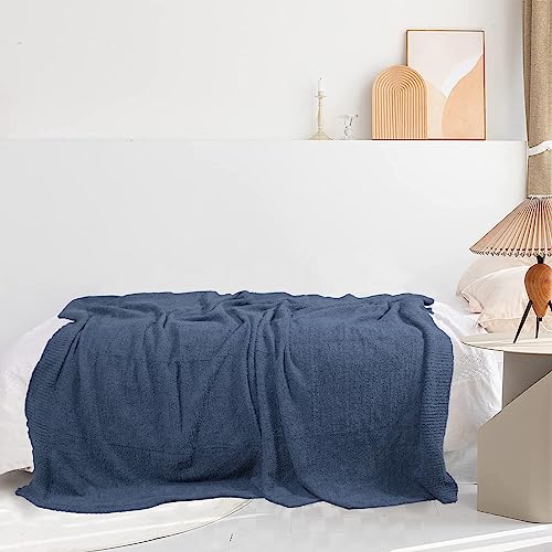 Super Soft Blanket 50”X60” Cozy Throw Blanket Chunky Knit Blanket Fluffy Blankets Throws And Blankets For Couch Sofa Bed Office, Navy Blue #TOP5