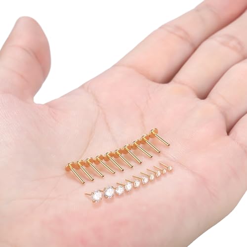 Image of Oveta Threadless Nose Stud Stainless Steel 20G 18G 16G Threadless Flat Back Tragus Earrings Labret Medusa Monroe Ashely Lip Piercing Jewerly Gold