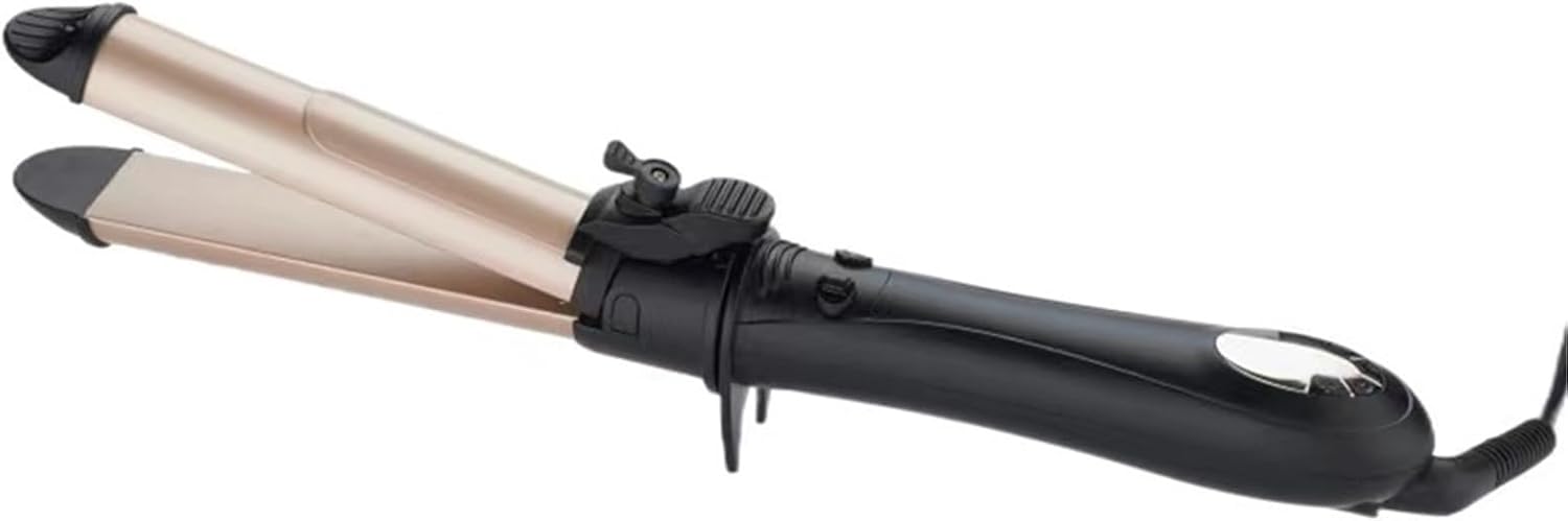 Automatic Rotation Hair Curler Straight Coil Two-in-One Straight Hair boardstick Electric Lazy Curling Perm Digital Display(Product 2-Pink,US)