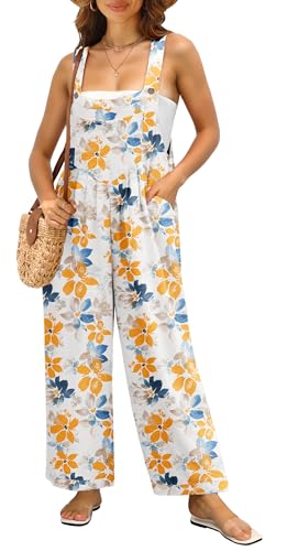 IWOLLENCE Women's Summer Jumpsuits Boho Wide Leg Overalls Casual Loose