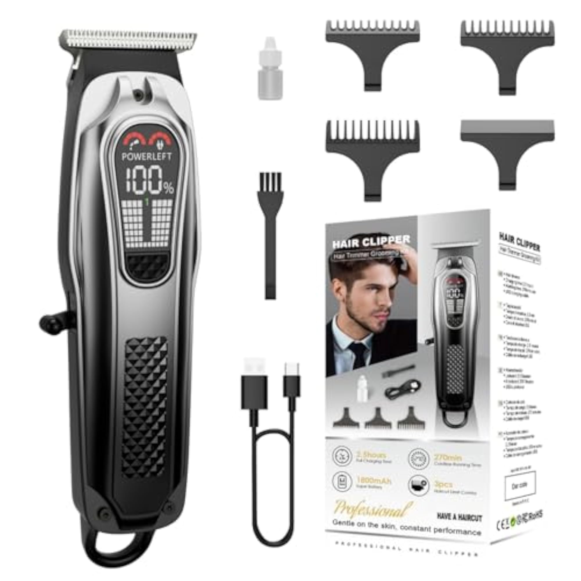 Professional Hair & Beard Trimmer, Zero Gapped