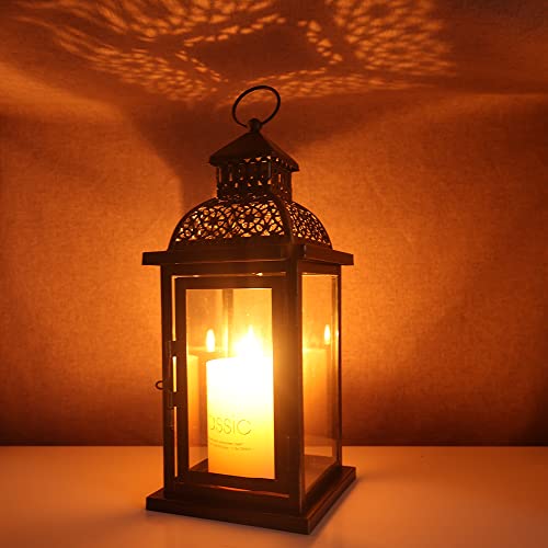 Needomo Candle Lantern Decorative, 13.4" Black Vault Hanging Lantern With Tempered Clear Glass Outdoor Decor For Patio, Front Porch, Farmhouse, Wedding, Shelf #TOP5