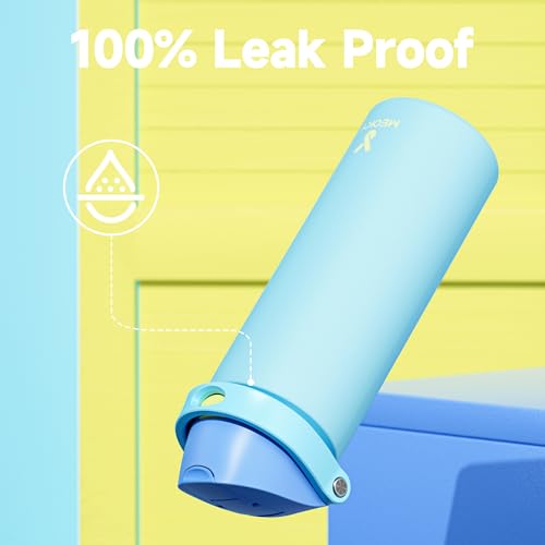 Image of 24 oz Insulated Water Bottle for Men: Meoky Stainless Steel Water Bottle with 2-in-1 Straw and Spout Lid - Leak Proof, Cold for 24 Hours, Fits in Car Cup Holder, BPA-Free for Sports Travel, Azure