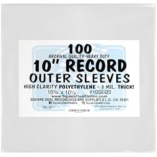 (100-Pack) 10 Inch 78rpm Clear Vinyl Record Outer Sleeves – Heavy-Duty 3 Mil High-Clarity Polyethylene – Flush Cut, Archival-Quality Protection for Album Covers – Shields from Dust, Scratches & Wear - Les Beatles, Paul McCartney, John Lennon, RIngo Starr, George Harrison