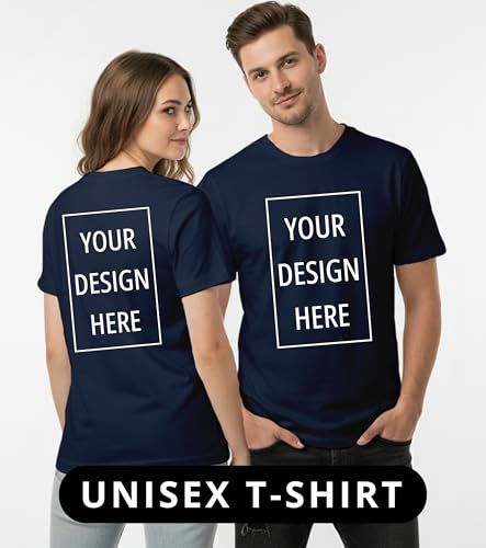 Image of Peppyzone Customised T Shirt for Men & Women | Cotton Unisex Personalised Photo & Text Printed Customized Tshirt | Custom Printing T-Shirt with Name, Logo, & Design