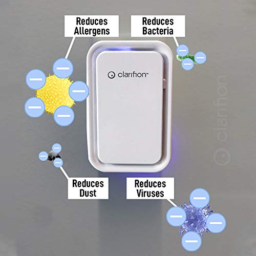 Clarifion - Negative Ion Generator with Highest Output (6 Pack) Filterless Mobile Ionizer & Travel Air Purifier, Plug in, Eliminates: Pollutants, Allergens, Germs, Smoke, Bacteria, Pet Dander & More