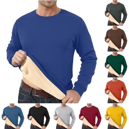 JOFOW Men's Fleece Lined Sweatshirts Athletic Warm Winter Pullover Blue