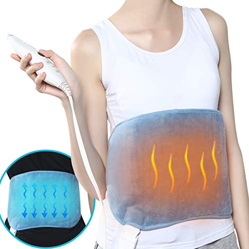 REVIX Lower Back Heating Pad with Hot Cold Ice Gel Pack and Adjustable Belt, Electric Heat Wrap for Waist Lumbar Stomach and Shoulder Pain Relief, UL Listed, Blue