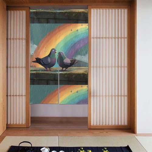 Cortina de puerta para baño de 86x142 cm: oculta el interior con dos paneles de arcoíris 2