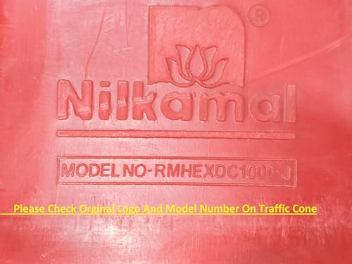 Image of Nilkamal Road Traffic Safety Cone, Pack of 4 Cones 1000 mm, with 3 mtr Chain + 2 Hooks, (Safety Cone, Traffic Safety Cone, Road Safety Cone with Reflective Strips Collar)