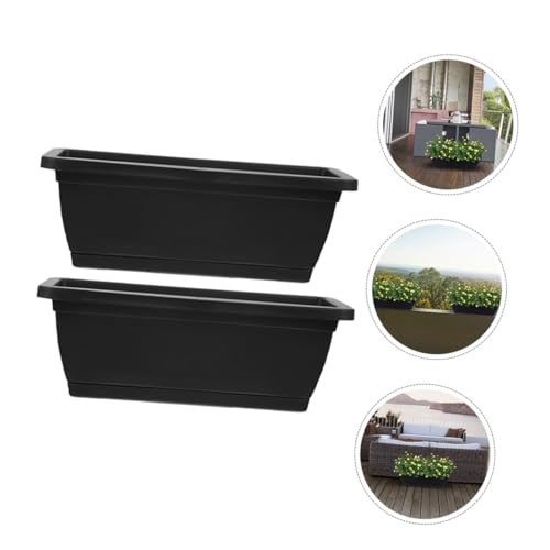 Jardinières rectangulaires plastique en ABS durable avec soucoupes intégrées - 4