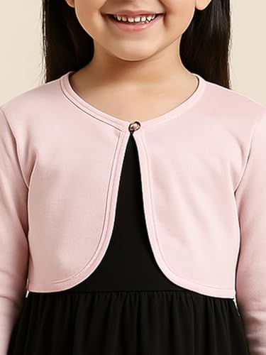 Image of KRYPTIC Kids Girls Crop Length Cotton Shrug - Soft Lightweight Open Front Layer for Stylish Everyday Wear Casual Outfits