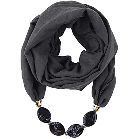 Treadyouth Soft Warm Shawl Women Cotton Linen Necklace Pendant Scarf Ethnic Style Soft Necklace Scarf Scar for Women (Drak gray, 180x48) Cover