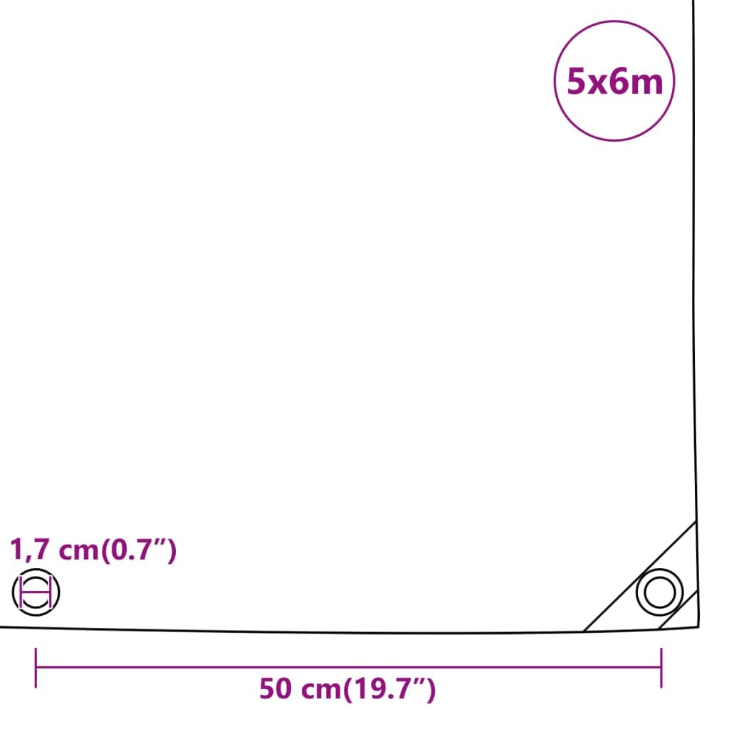 Telone di copertura, antracite, 5 x 6 m, in tela con rivestimento in PVC, 650 g/m², antistrappo, impermeabile, resistente ai raggi UV e alla muffa, con occhielli in metallo, versatile telone