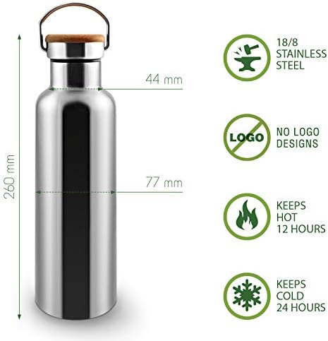 Bambaw Insulated Water Bottle | Stainless Steel Water Bottle 750 ml | Eco Friendly Reusable Bottle | Leakproof and Plastic Free metal water bottle| Keeps Hot and Cold Drinks | Eco Water bottle