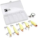 Zite Fishing Leucht-Wobbler-Set 5-teilig in Köder-Box - Fluoreszierende Kunstköder Barsch Hecht Zander Angeln 7,5-9cm