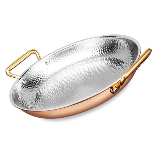 Poêle à paella espagnole tri-ply non stick faitout frire 34cm rosegold