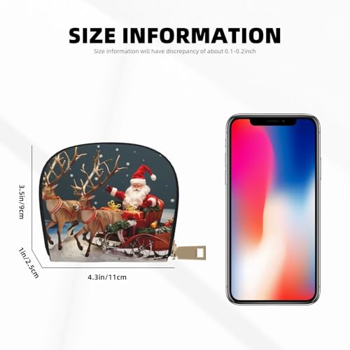 Merry Christmas Art Printed Credit Card Wallet for Women Men Cute Zipper Card Cases Holder Mini Coin Purse with 12 Card Slots3