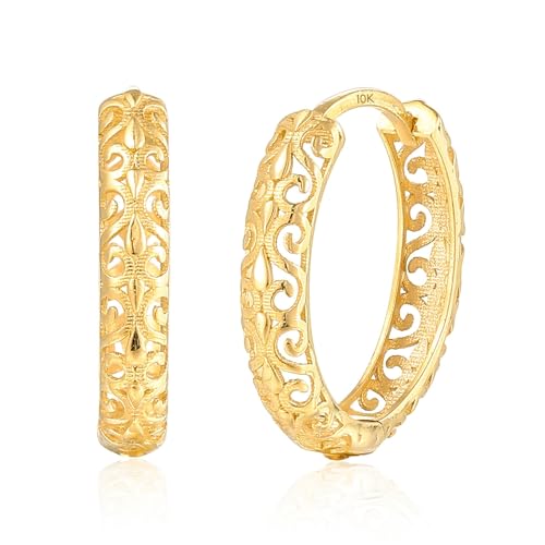 Solid 10k Yellow Gold Hoop Earrings for Women | Hypoallergenic Gold Hoop Earrings | Anti Tarnish Real 10k Gold Earrings Hoops by MAX + STONE