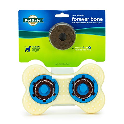 PetSafe Forever Bone Dog Chew Toy, Treat Holding Nylon and Rubber Textured Dog Toy for Aggressive Chewers, MEDIUM
